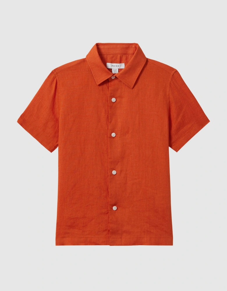 Junior Short Sleeve Linen Shirt
