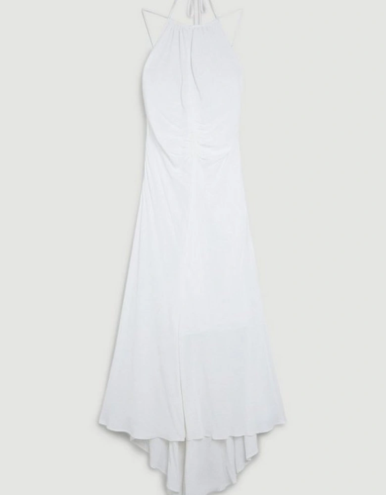Premium Ruched Halter Strappy Maxi Dress