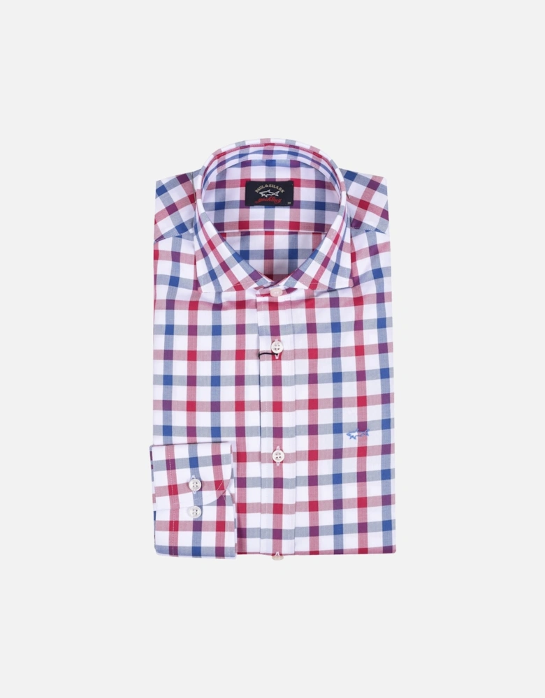 Paul And Shark Long Sleeved Checked Shirt Red/Blue/White