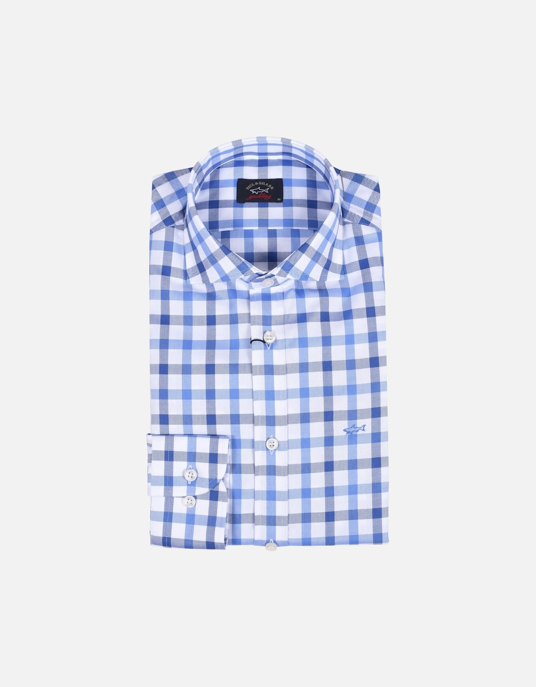 Paul And Shark Long Sleeved Checked Shirt Blue And White, 5 of 4