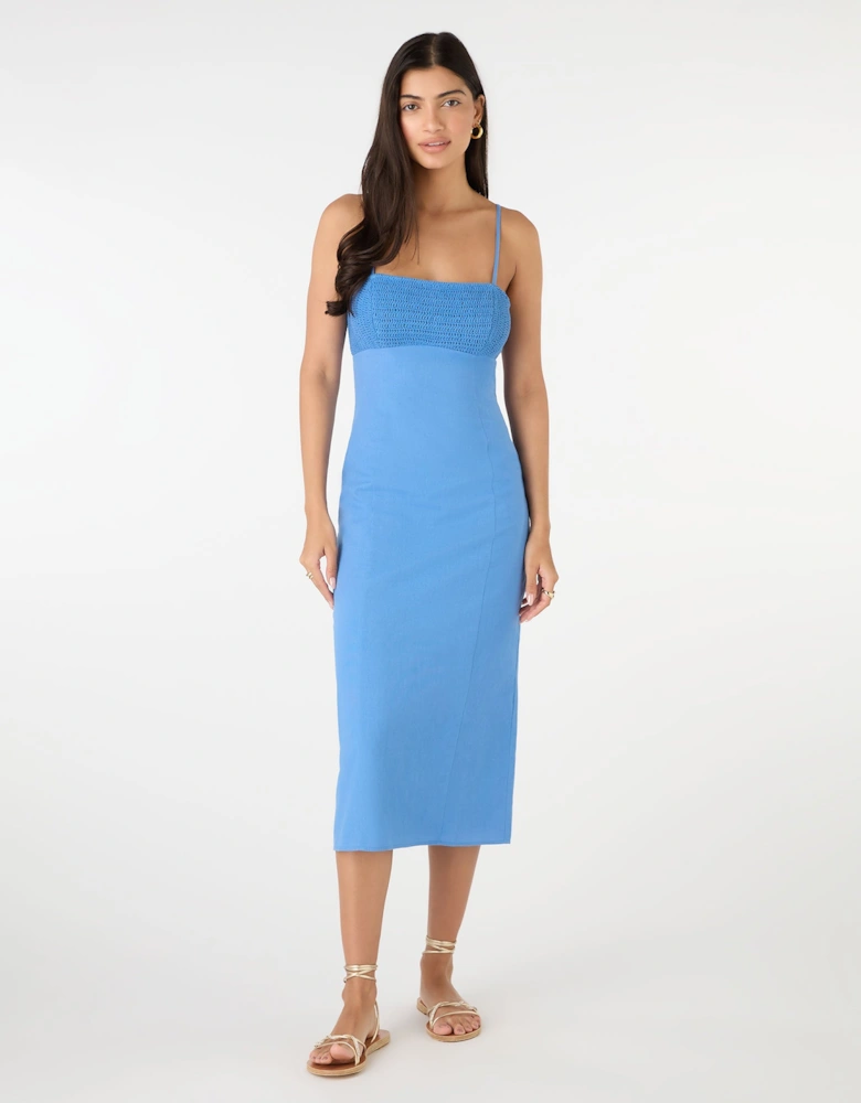 Clements Crochet Midi Dress in Blue