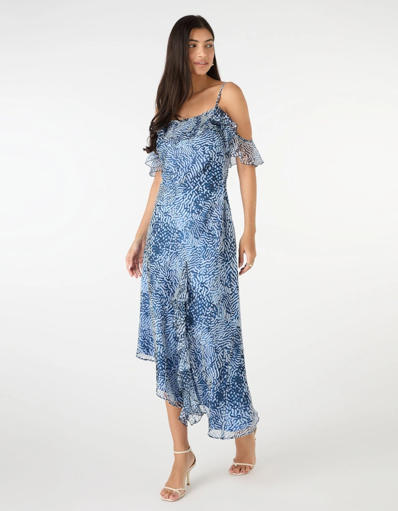 Aracelli Off Shoulder Maxi Dress in Blue