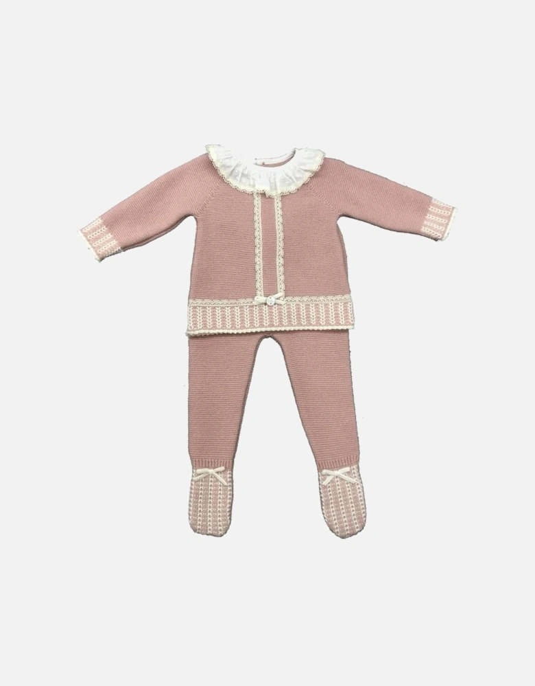 Baby Girls Powder Pink & Ivory Saturno Knitted Set