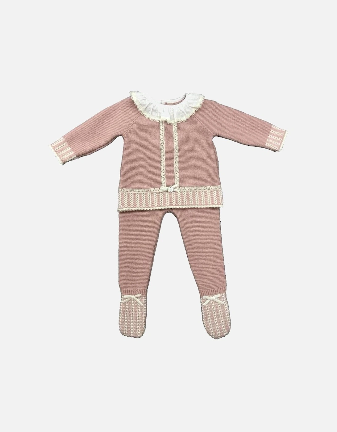 Baby Girls Powder Pink & Ivory Saturno Knitted Set, 2 of 1