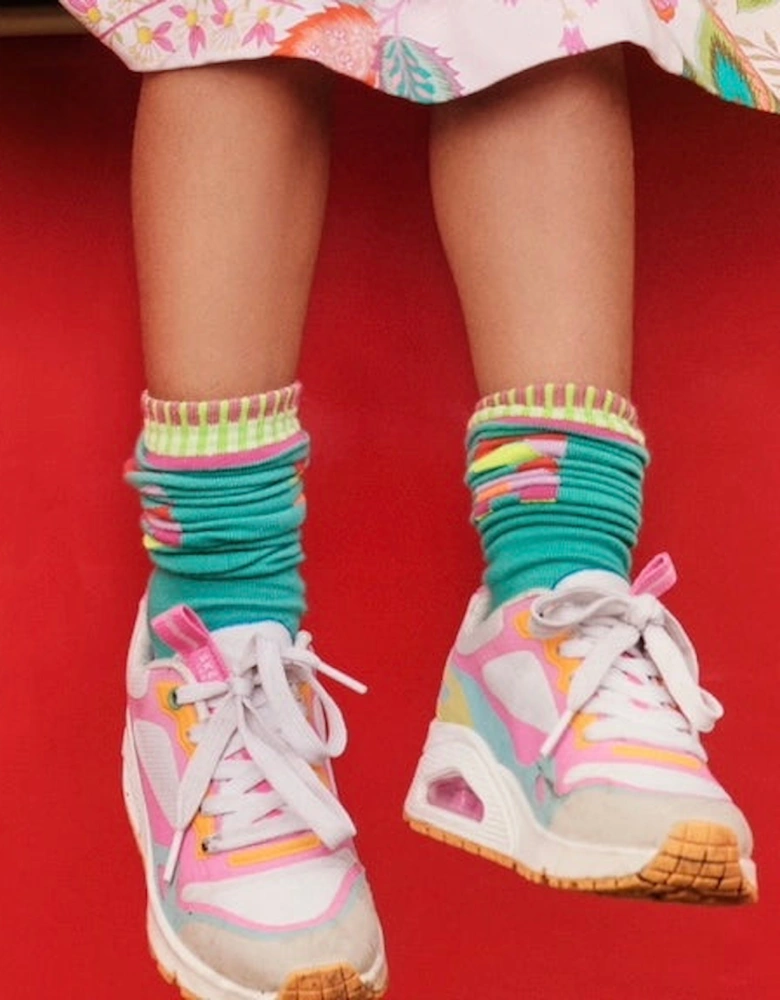 Girls Green Logo Knee Socks
