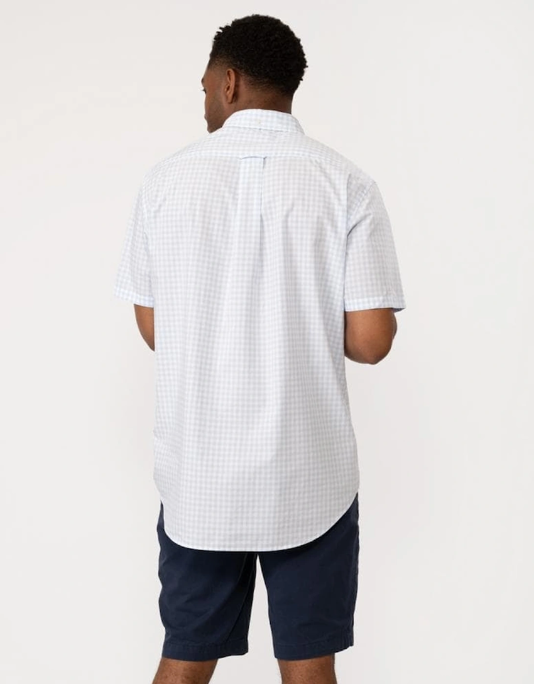 Mens Regular Fit Short Sleeve Poplin Gingham Shirt