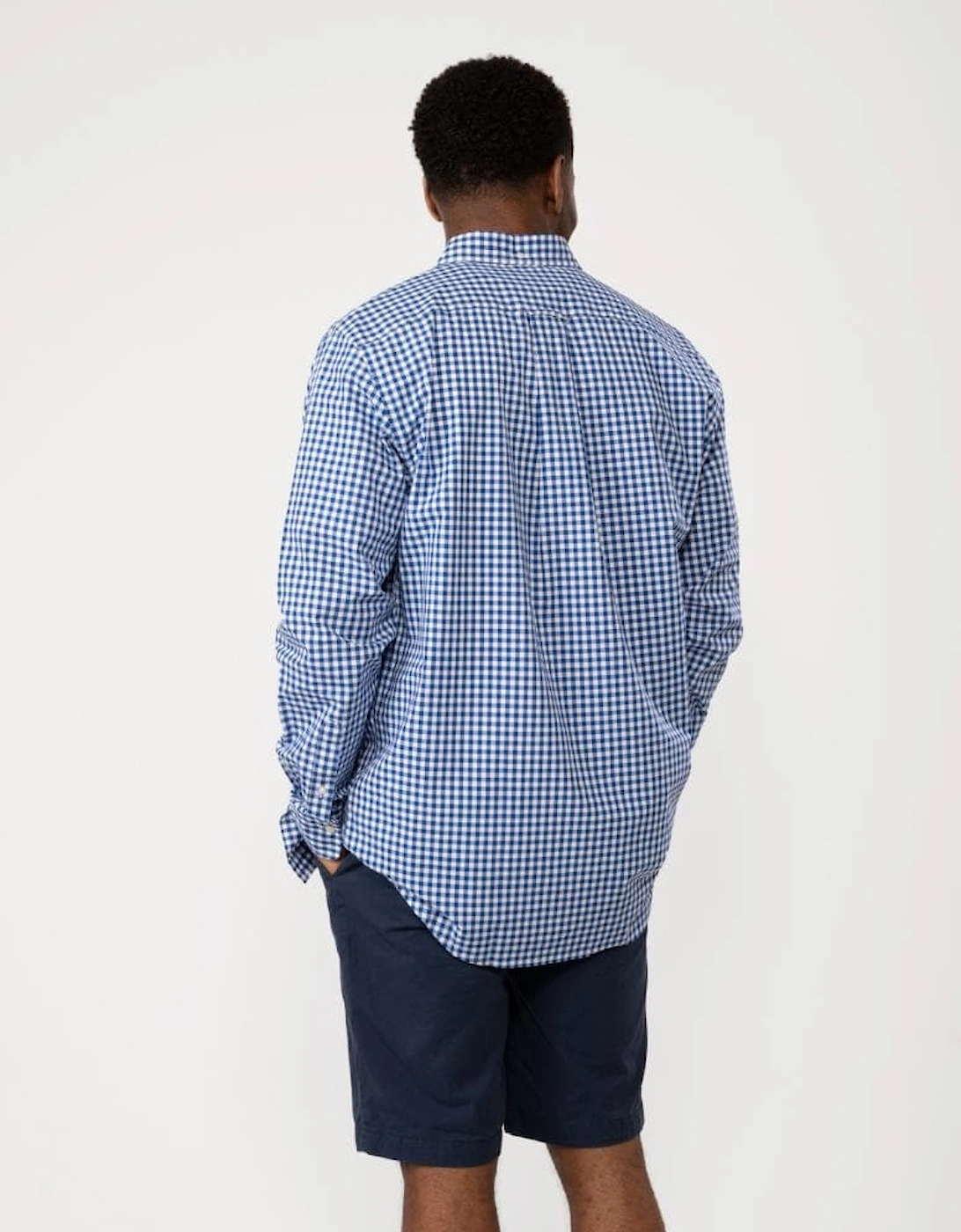 Mens Regular Fit Long Sleeve Poplin Gingham Shirt