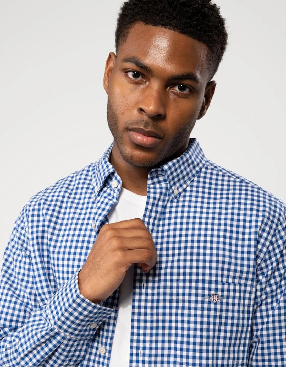 Mens Regular Fit Long Sleeve Poplin Gingham Shirt