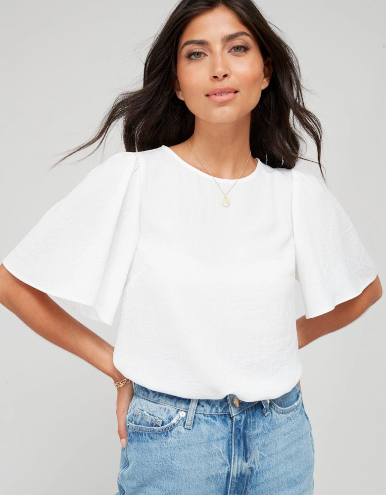 Angel Sleeve Blouse Solid - White