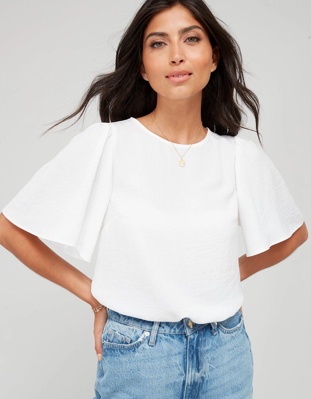 Angel Sleeve Blouse Solid - White, 2 of 1