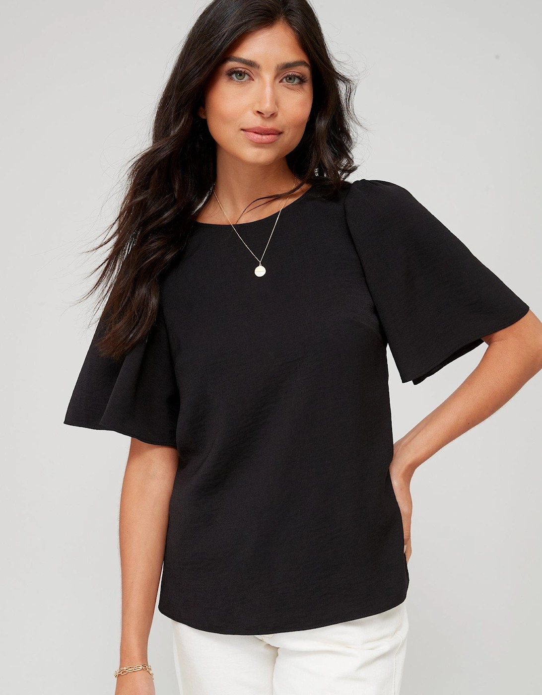 Angel Sleeve Blouse Solid - Black, 2 of 1