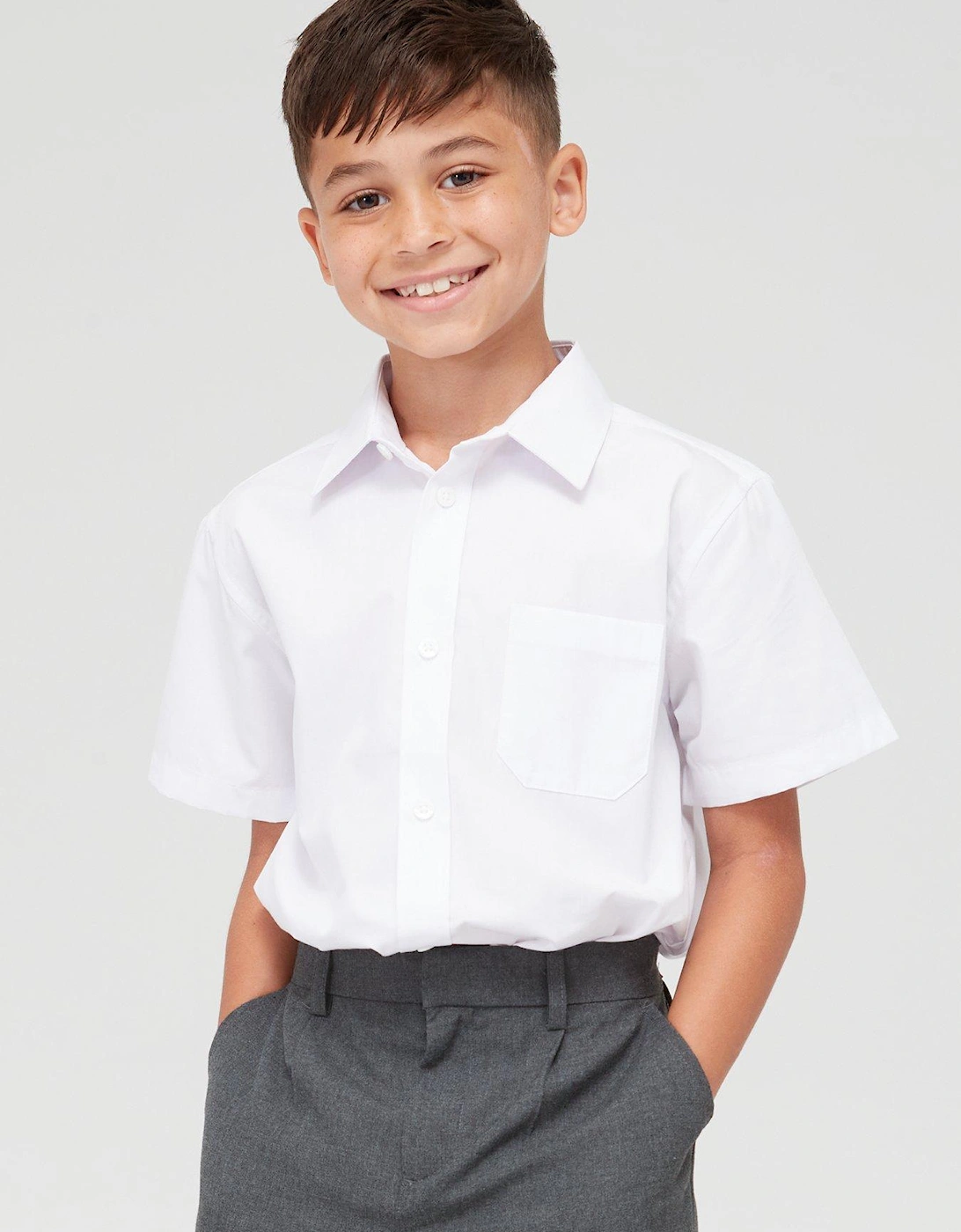 Boys 5 Pack Short Sleeve School Shirt - White, 2 of 1