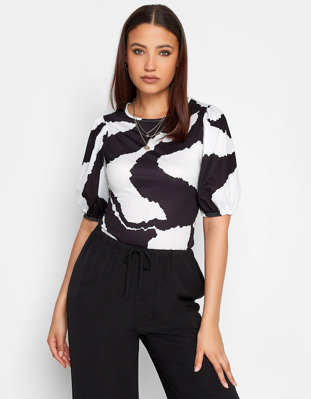 Abstract Print Puff Sleeve Top, 2 of 1