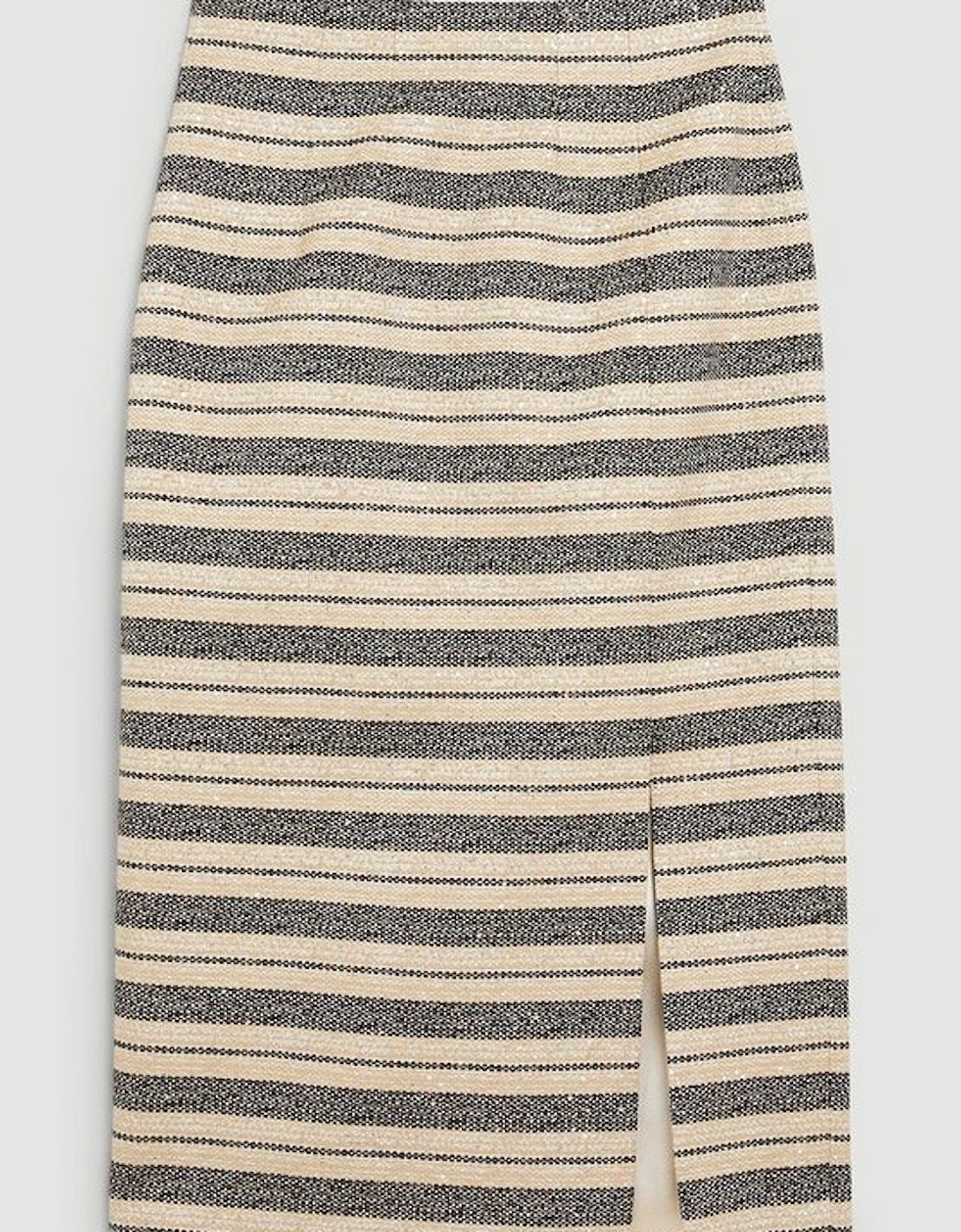Italian Striped Sequin Tweed Detail Midi Skirt