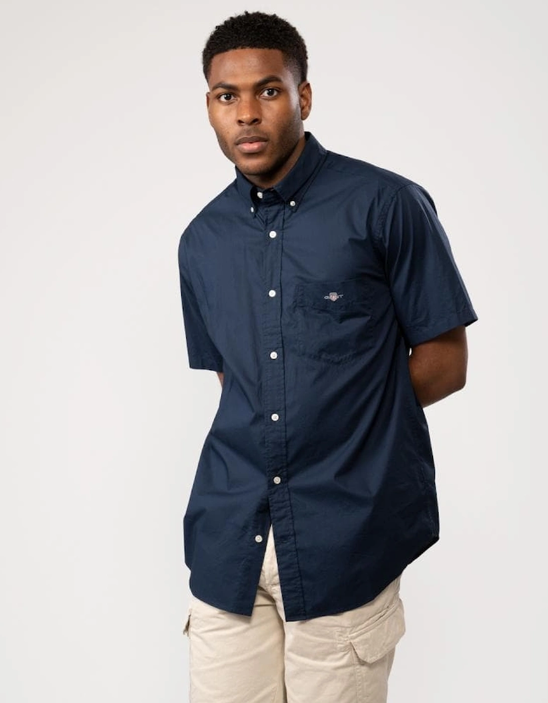 Mens Regular Fit Short Sleeve Poplin Shirt