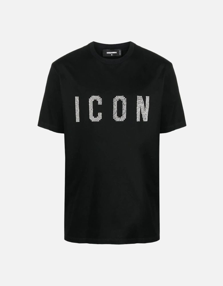 Icon Studded Cotton T-shirt Black