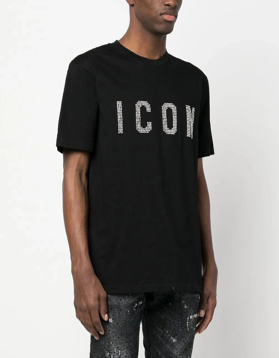 Icon Studded Cotton T-shirt Black