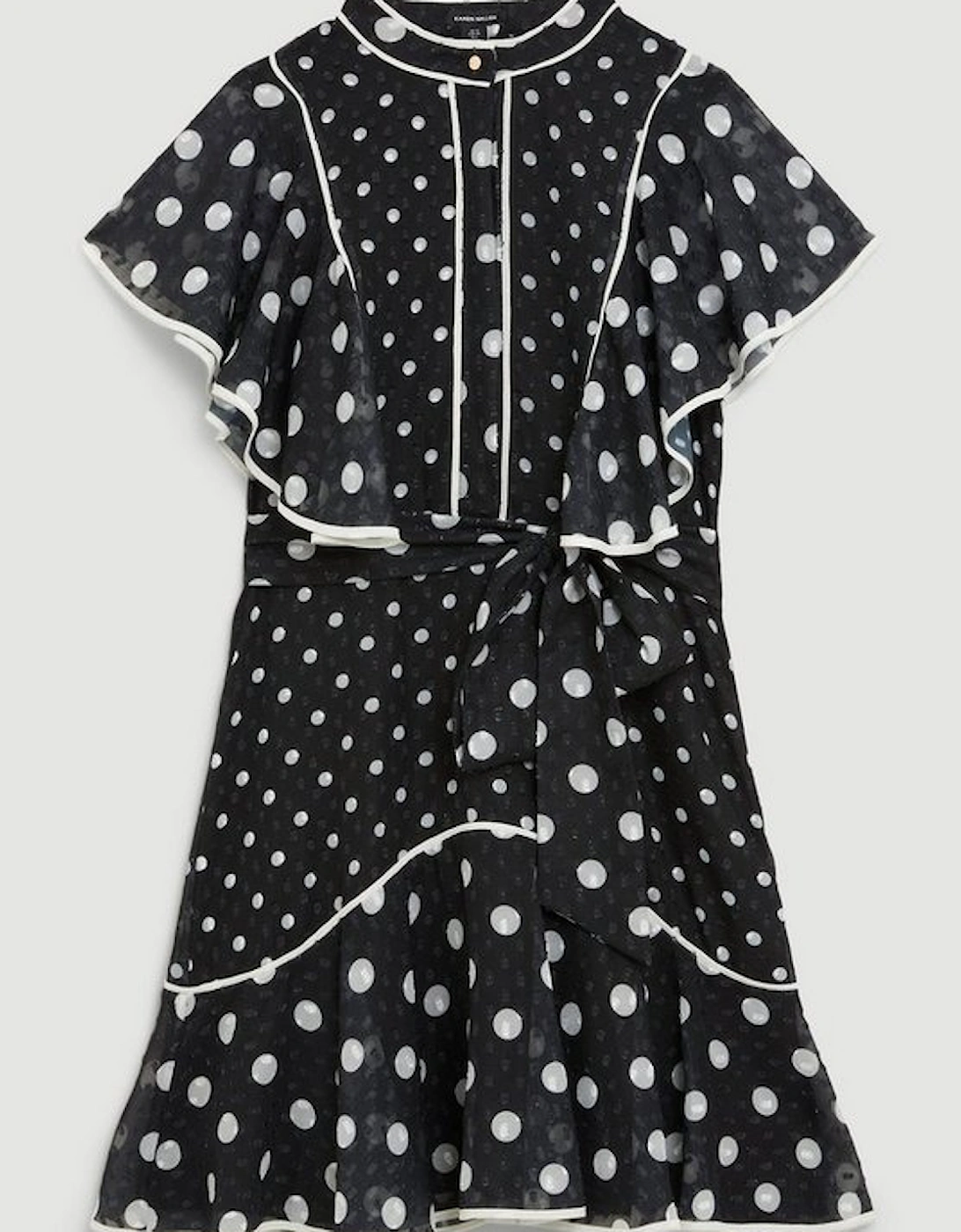 Mixed Dot Ruffle Georgette Mini Dress