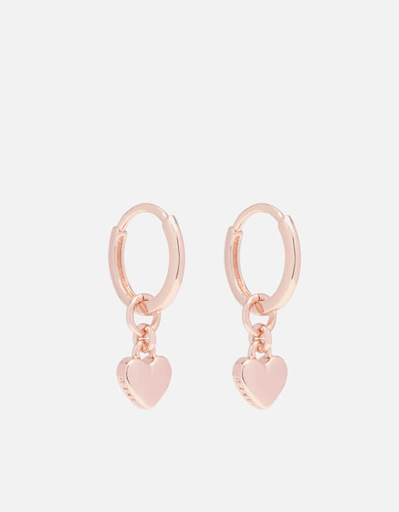 Women's Harrie: Tiny Heart Huggie Earrings - Rose Gold