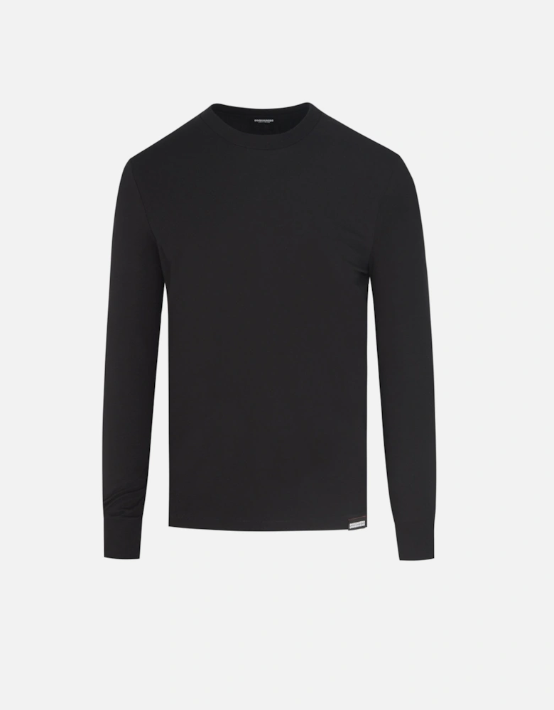 Branded Cotton Long Sleeve T-shirt Black