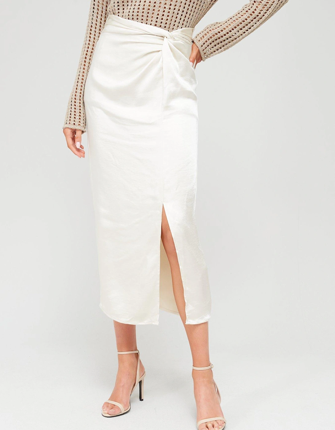 Ruched Midaxi Skirt - White, 7 of 6