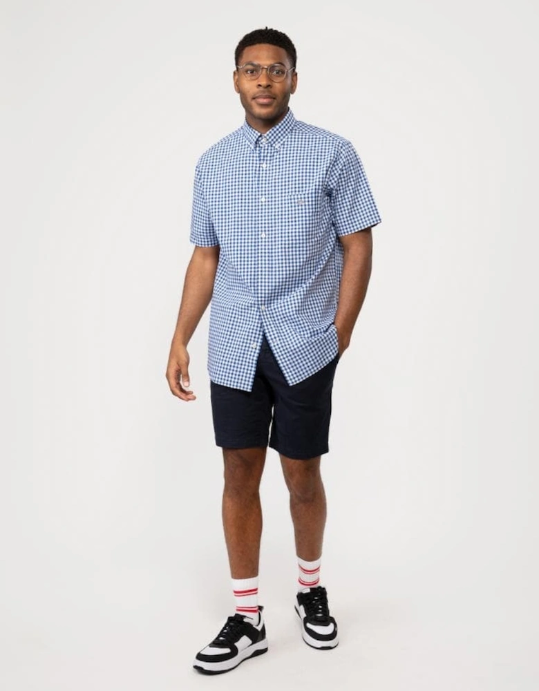 Mens Regular Fit Short Sleeve Poplin Gingham Shirt