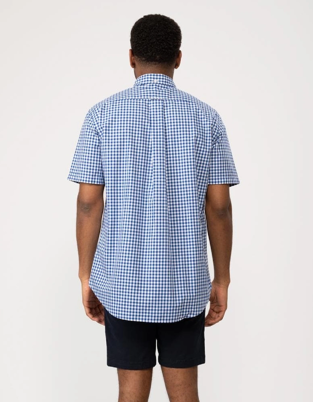 Mens Regular Fit Short Sleeve Poplin Gingham Shirt