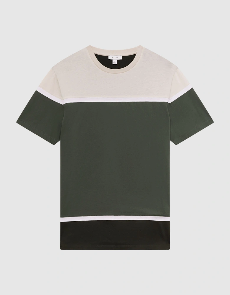 Mercerised Cotton Colourblock T-Shirt