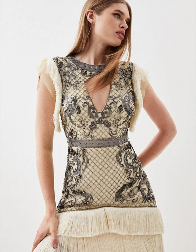 Pu Leather Sequin Woven Mini Dress
