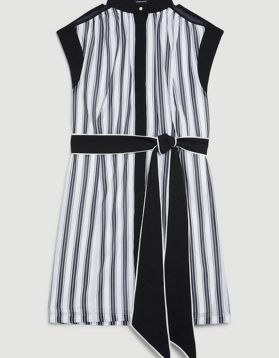 Military Striped Belted Woven Mini Dress