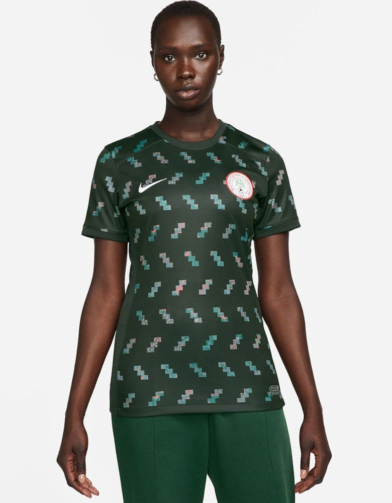 Nigeria 2023 Women's Away Stadium Short Sleeved Shirt - Night Forest/White