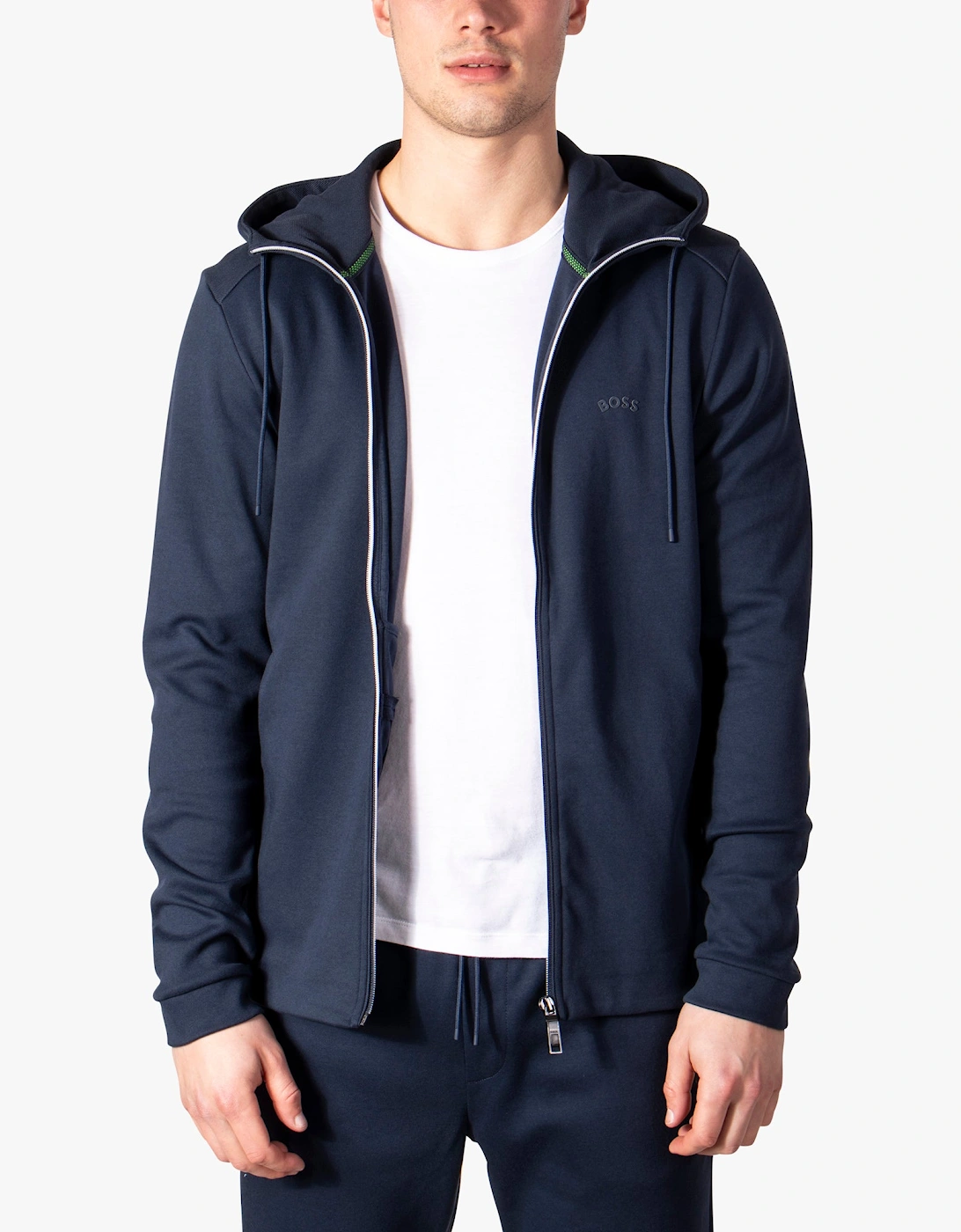 Saggy Curved Logo Zip Through Hoodie