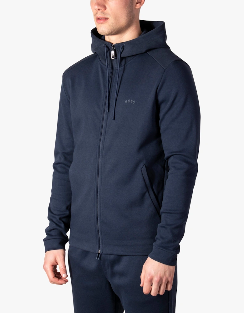 Saggy Curved Logo Zip Through Hoodie