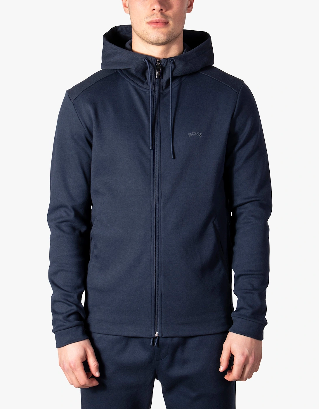 Saggy Curved Logo Zip Through Hoodie