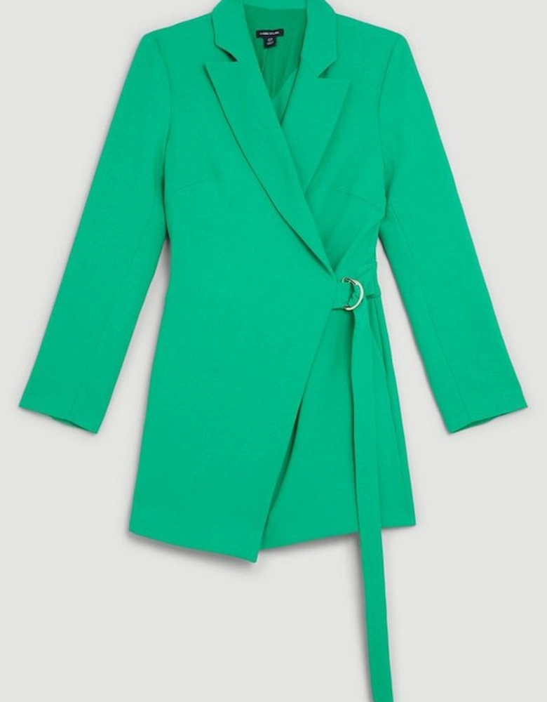 Compact Stretch Tailored Tie Detail Blazer Playsuit