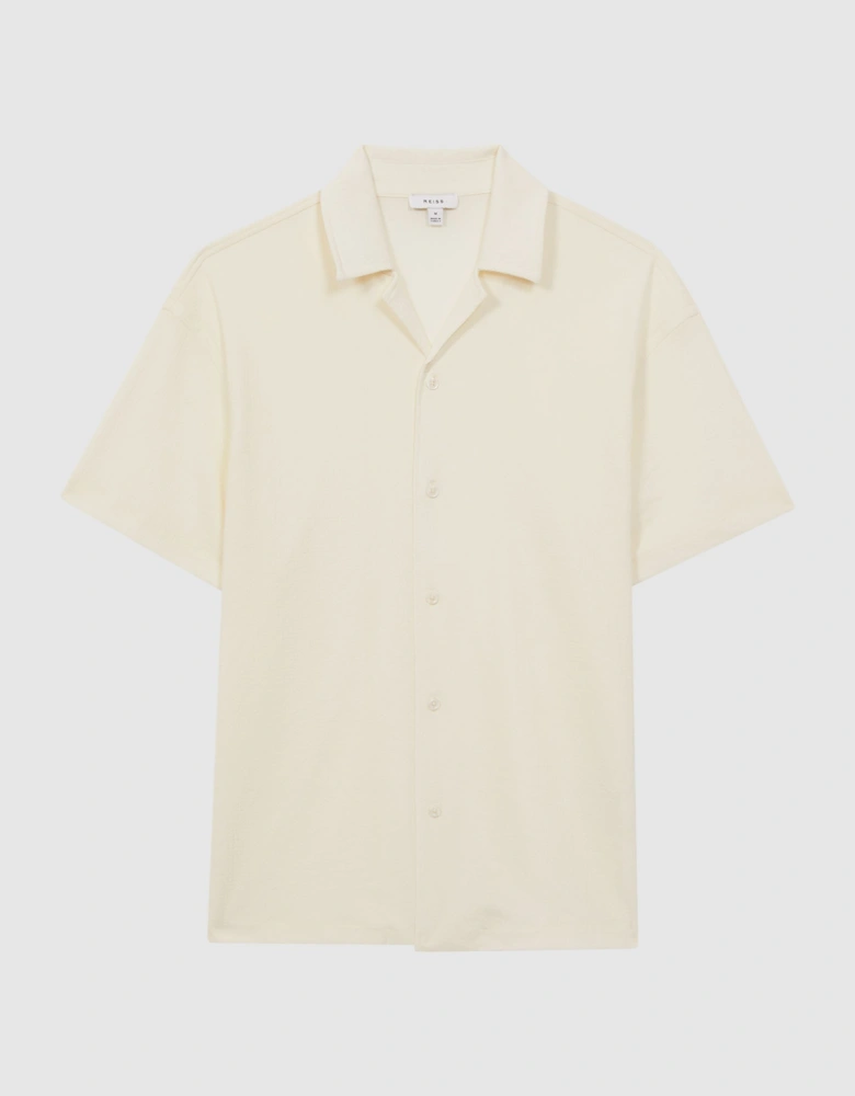 Textured Button-Through T-Shirt
