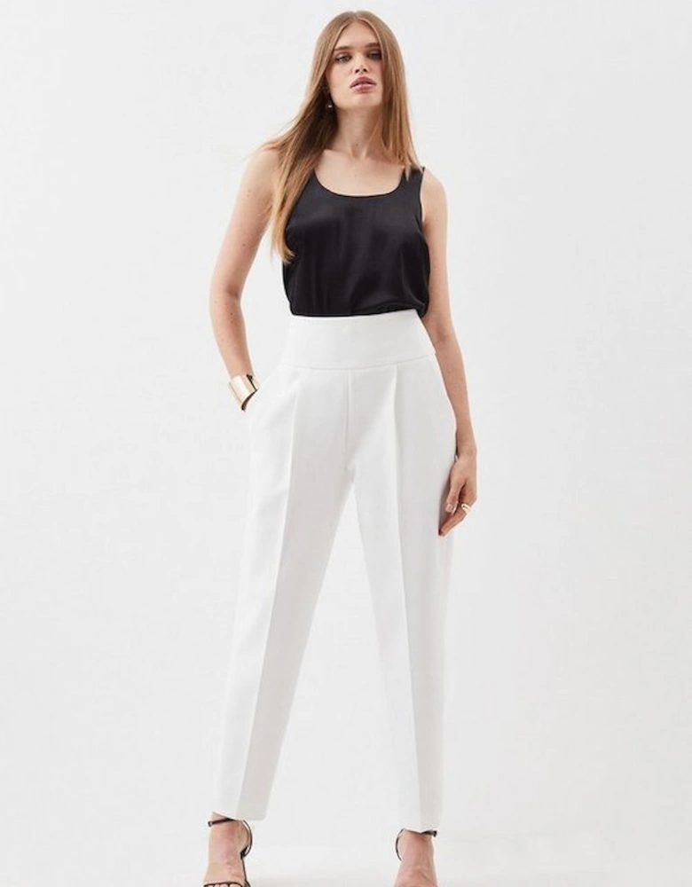 Compact Stretch High Waisted Straight Leg Trousers