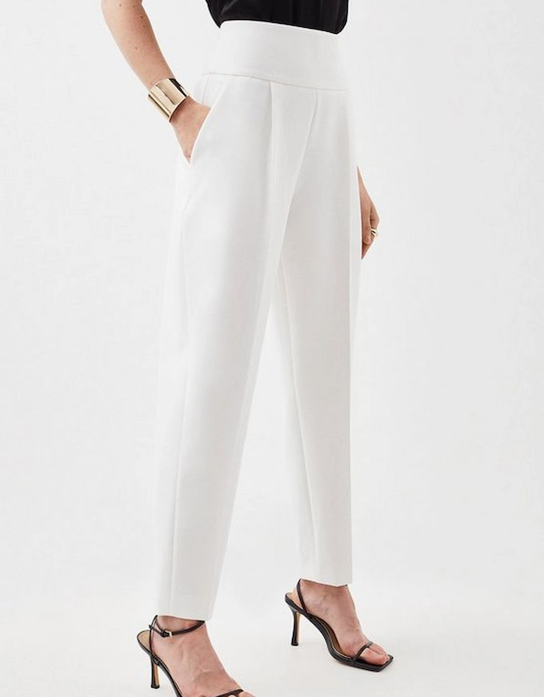 Compact Stretch High Waisted Straight Leg Trouser
