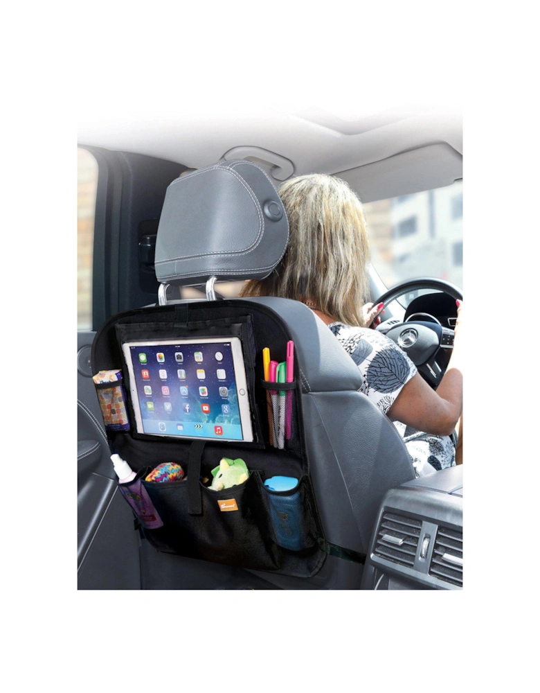 Backseat Organiser with Built-in iPad Holder - Black