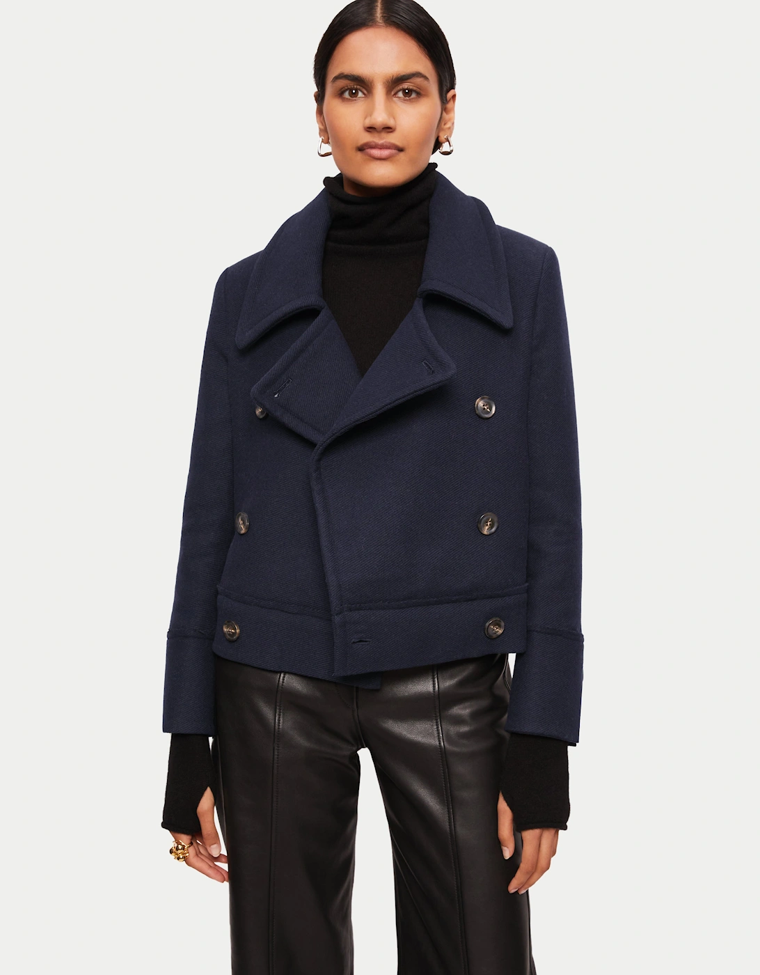 Modern Twill Pea Coat | Navy, 8 of 7