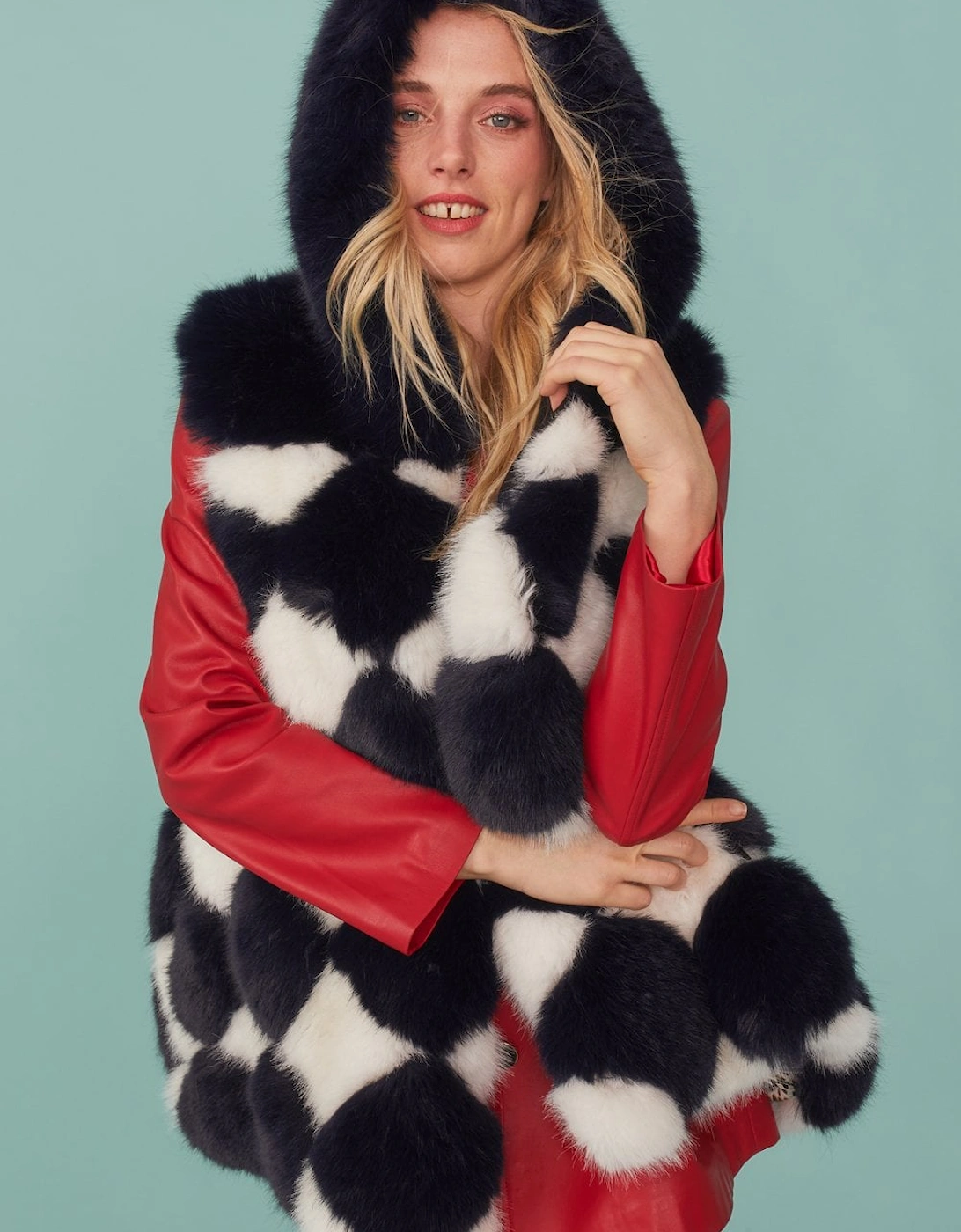 Faux Fur Block Gilet With Hood, 7 of 6