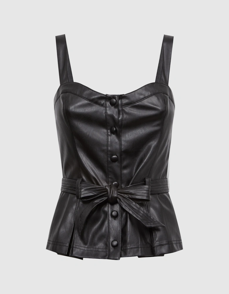 Paige Leather Look Belted Top