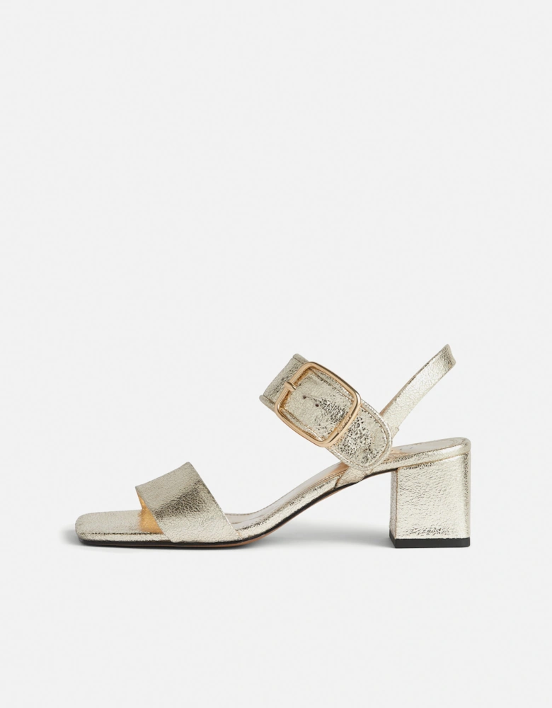 Maybell Metallic Heeled Sandal | Gold