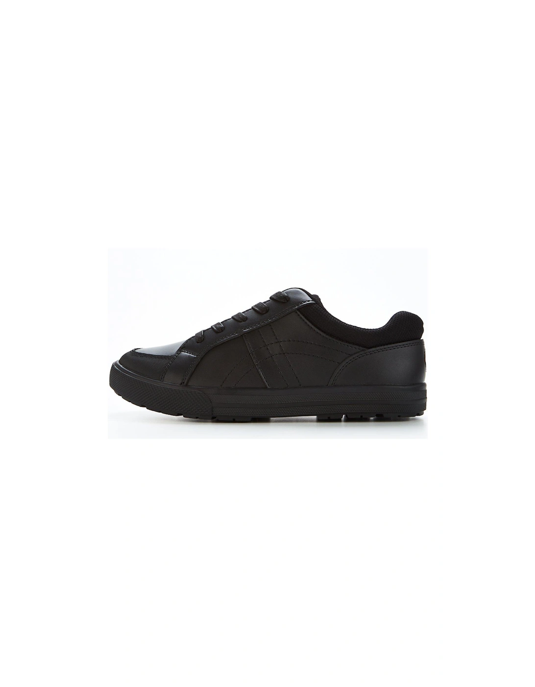 Boys Leather Lace Up School Trainers - Black, 2 of 1