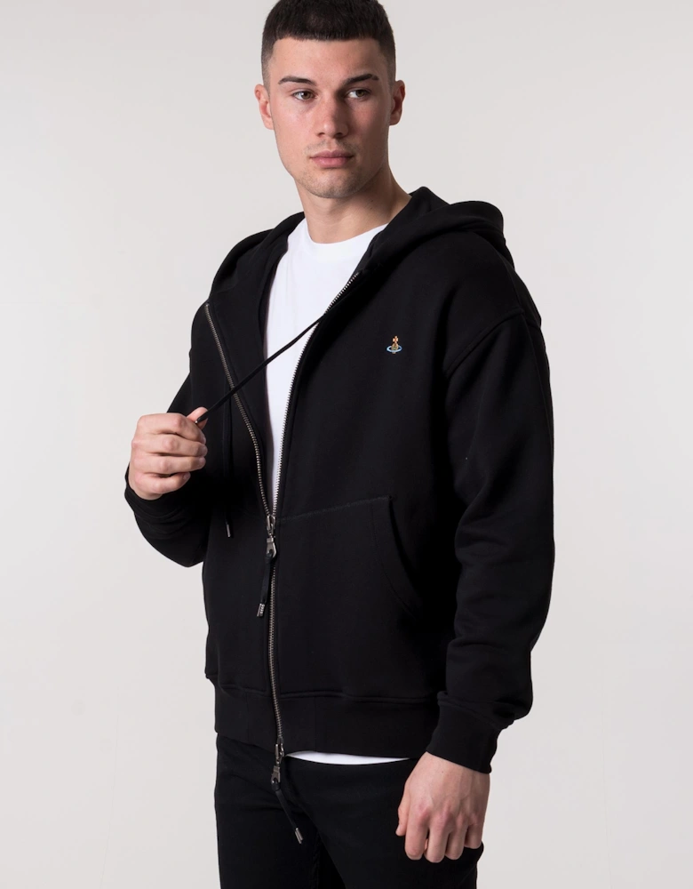 Relaxed Fit Zip Through Rugged Hoodie
