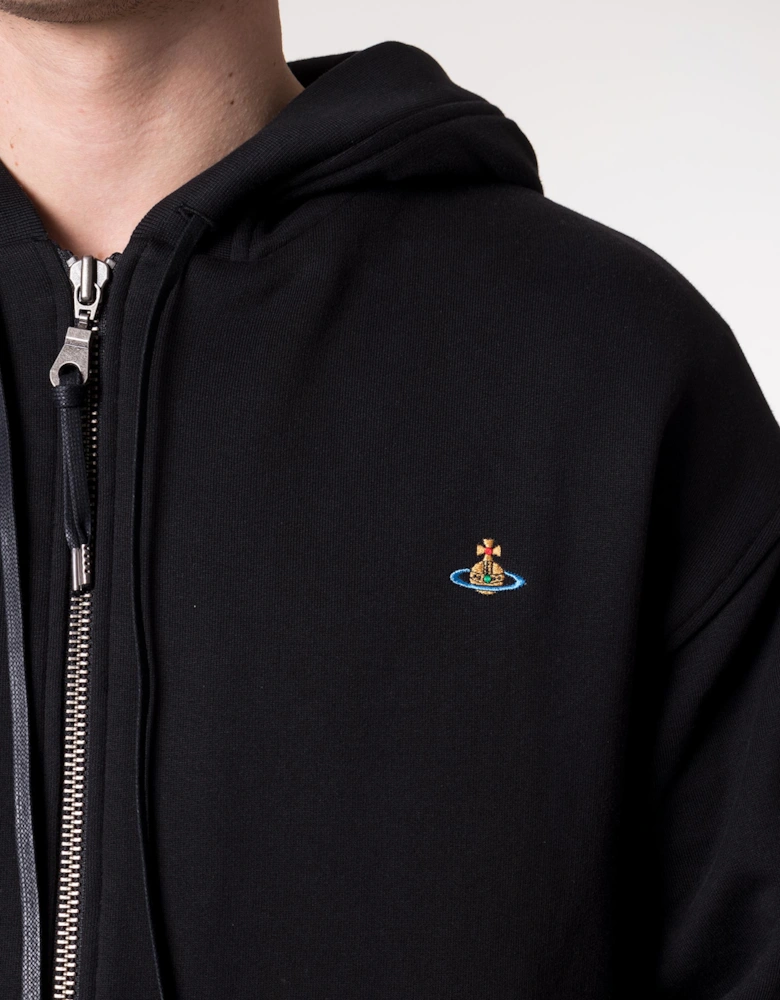 Relaxed Fit Zip Through Rugged Hoodie