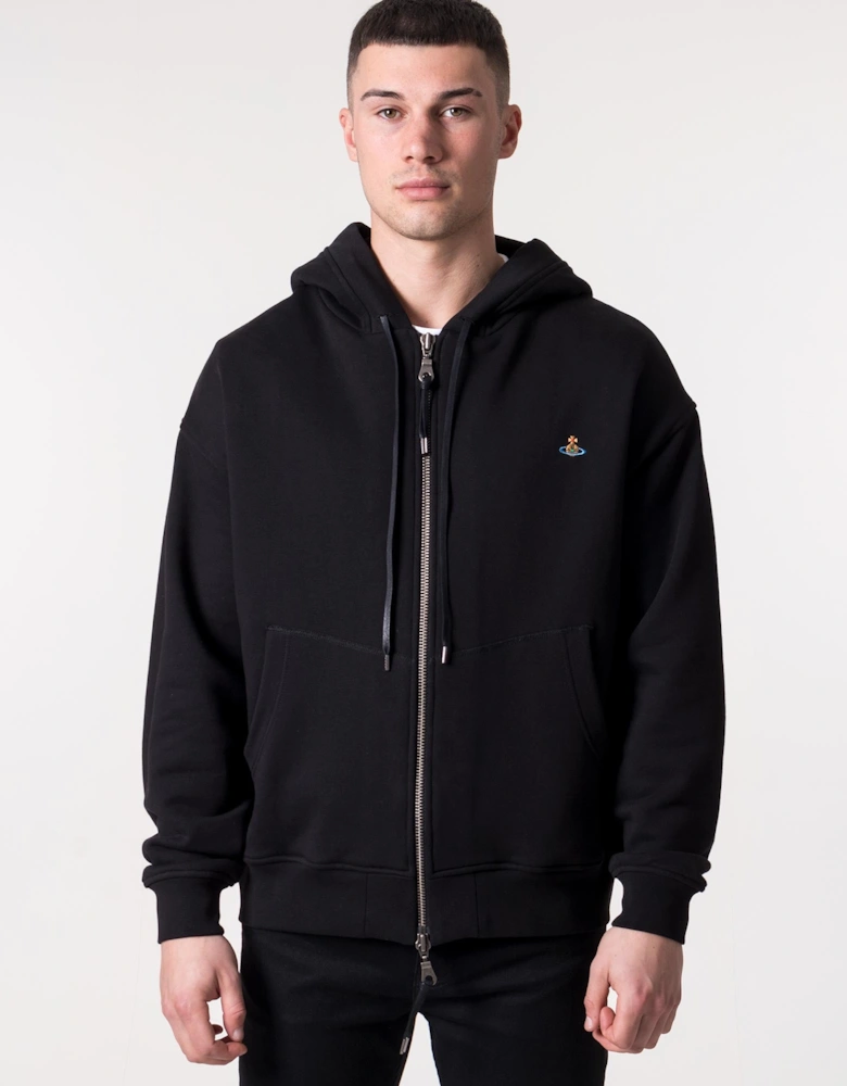 Relaxed Fit Zip Through Rugged Hoodie