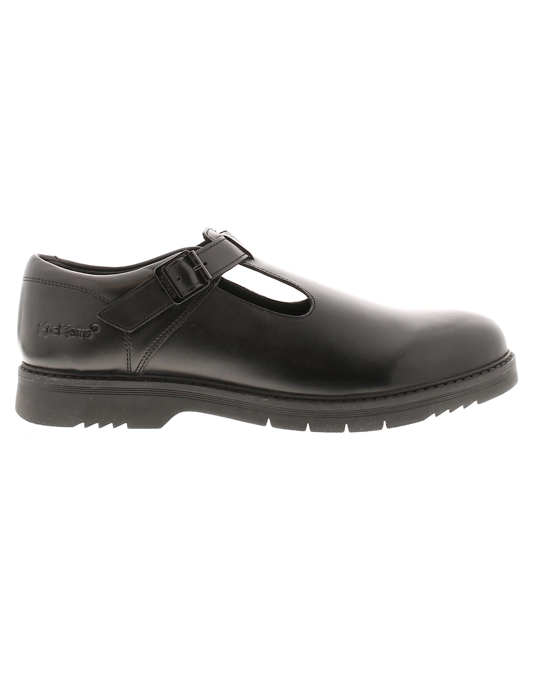 Womens School Shoes Finley T Bar Leather Buckle black UK Size