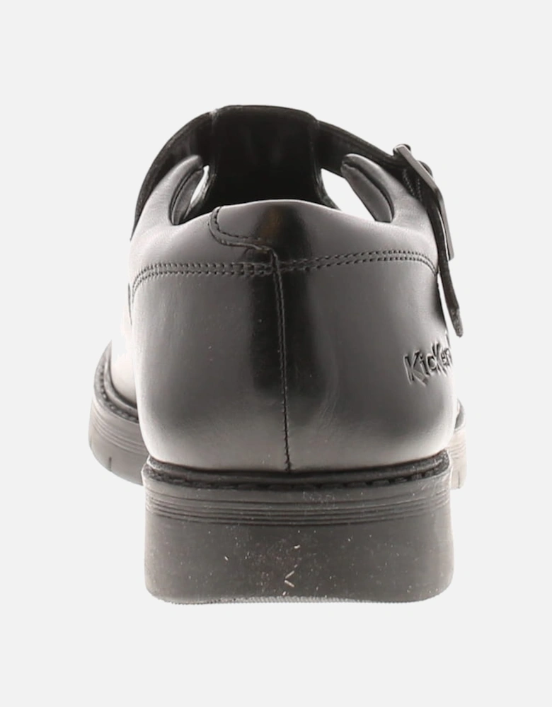 Womens School Shoes Finley T Bar Leather Buckle black UK Size