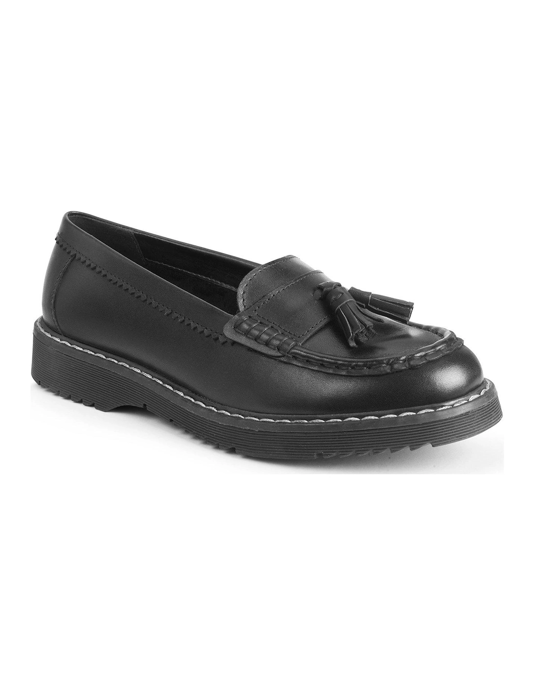 Infinity Girls Chunky Sole Black Leather Loafer School Shoes, 2 of 1